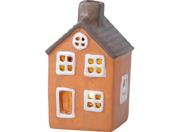 Hus LED 6,5x6cm polyresin 4ass Display 12stk 