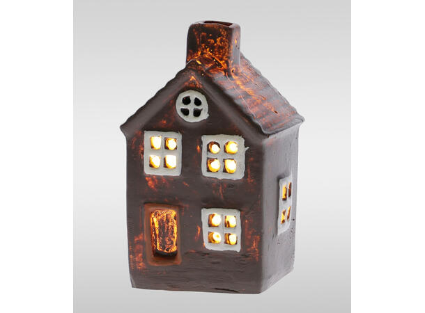 Hus LED 6,5x6cm polyresin 4ass Display 12stk 