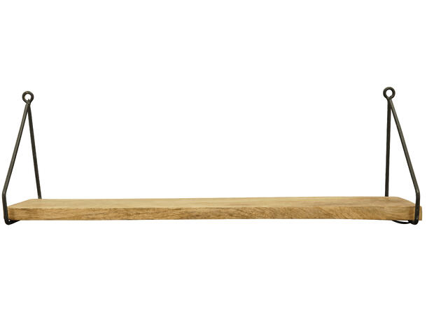 Hylle natur/sort tre/metall 61x20x16cm 