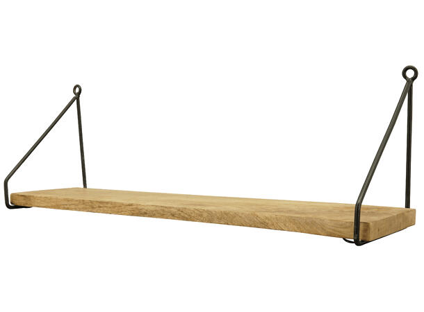 Hylle natur/sort tre/metall 61x20x16cm 
