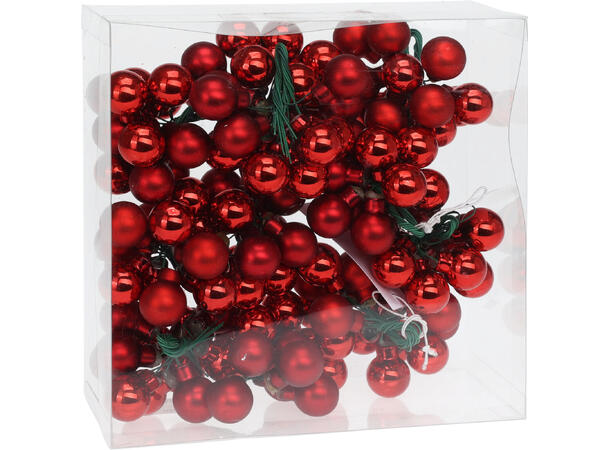 Julekule glass rød shiny/matt 2cm 12stk Forpakning: 12 bunter 