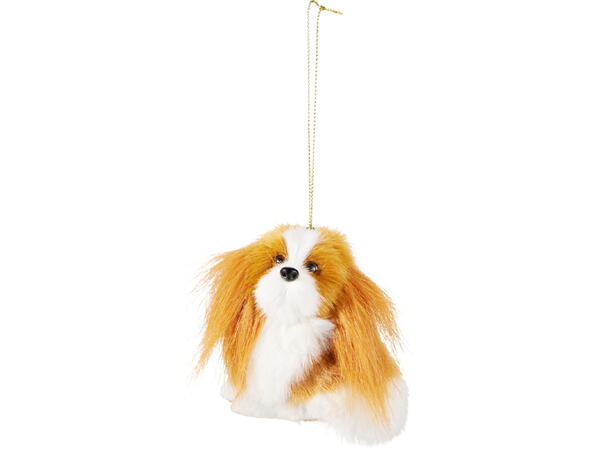 Julepynt Hund m/fuskepels 8cm 4ass Display 24stk 