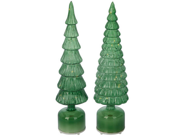 Juletre LED be.lys glass grønn 40cm 2ass Batteri: 3xAAA Timer: 6/18t on/off 