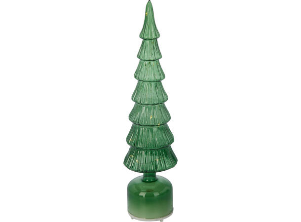 Juletre LED be.lys glass grønn 40cm 2ass Batteri: 3xAAA Timer: 6/18t on/off 