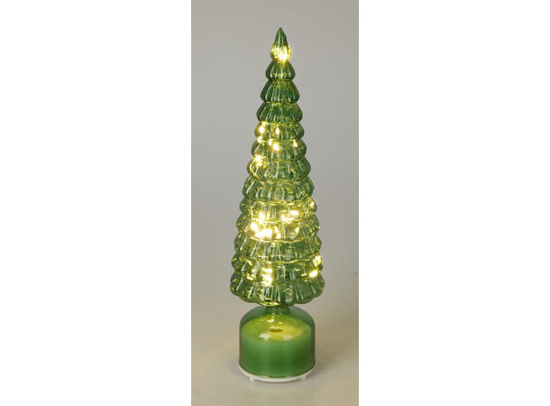 Juletre LED be.lys glass grønn 40cm 2ass Batteri: 3xAAA Timer: 6/18t on/off 
