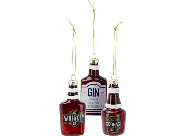 Juletrepynt drink-sett glass 4-8cm 3stk 