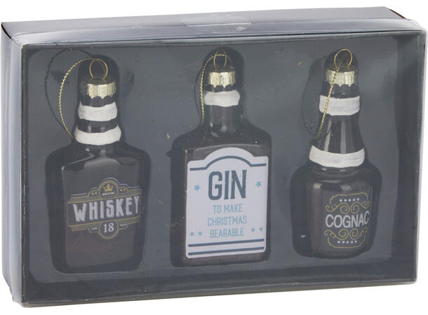 Juletrepynt drink-sett glass 4-8cm 3stk 