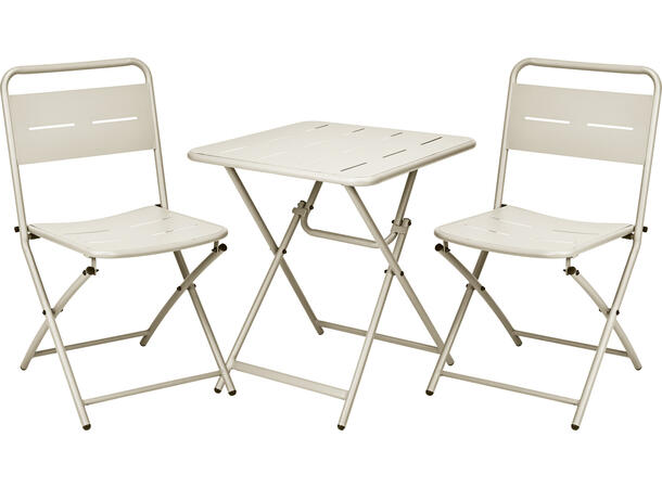 Kafésett stol bord beige pulverlakk s/3 Stol:50x46x85cm Bord:60x60x70cm 