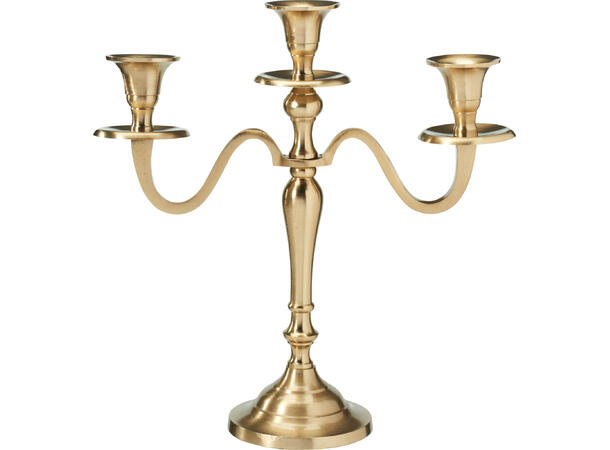 Kandelaber 3 armet messing 29x30cm 2ass Vekt:560gram 