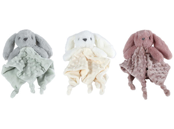 Kanin plysj grå/hvit/rosa 30cm 3ass Baby gaver 