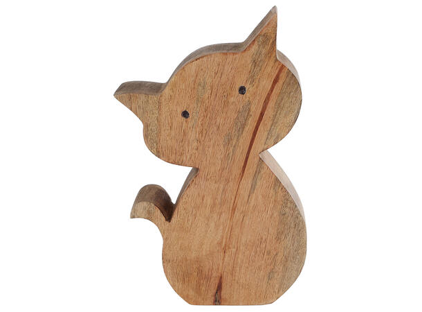 Katt sittende mangotre natur 12x3x20cm 