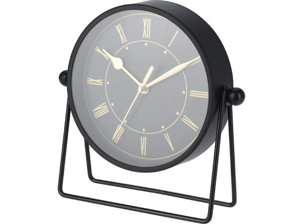 Klokke bordklokke sort metall 19x7x19cm Batteri:1xAA ikke inkludert 