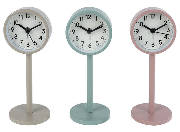 Klokke metall rosa/grønn/beige 14cm 3asx 