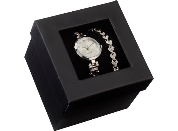 Klokke og armbånd sølv 21x2,5cm 3ass Display: 20stk ass Batteri inkl:SR626SW 