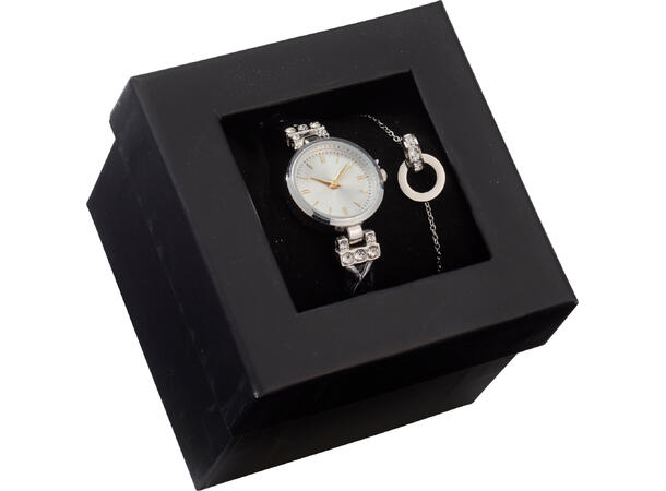 Klokke og armbånd sølv 21x2,5cm 3ass Display: 20stk ass Batteri inkl:SR626SW 