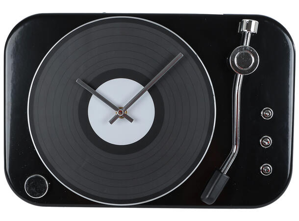 Klokke platespiller sort metall 36x24cm Batteri:1xAA 