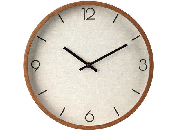 Klokke trelook m/beige 30cm Trelook. Stofflook 