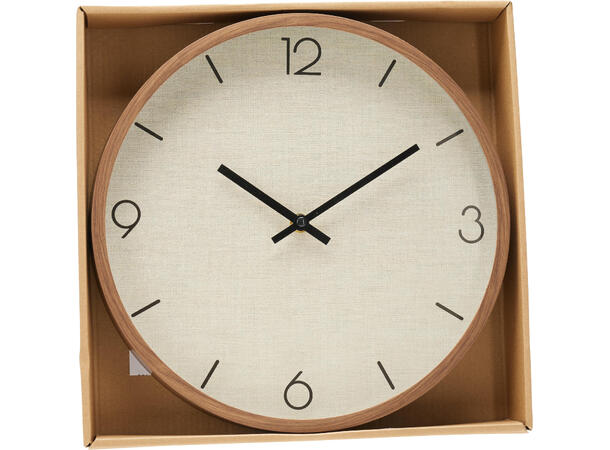 Klokke trelook m/beige 30cm Trelook. Stofflook 