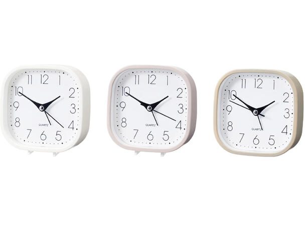 Klokke vekkerklokke 11x11cm 3ass Display 12stk 