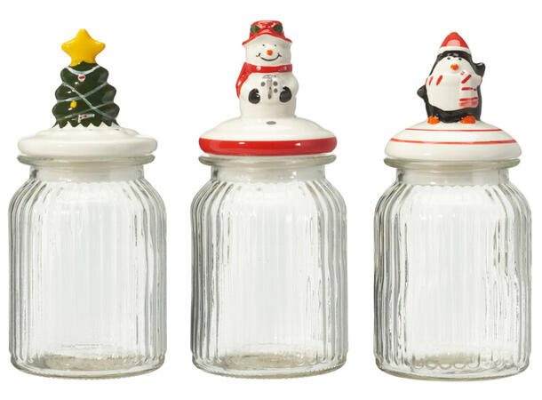 Krukke glass/keramikk 950ml 11x22cm 3ass 