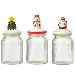 Krukke glass/keramikk 950ml 11x22cm 3ass