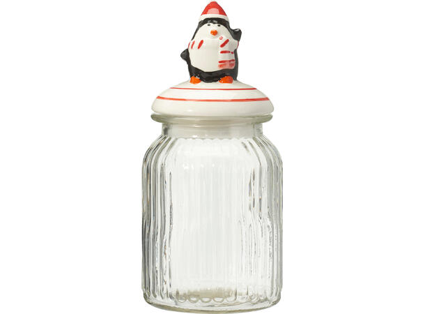 Krukke glass/keramikk 950ml 11x22cm 3ass 