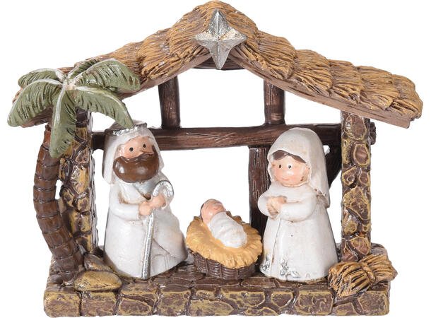 Krybbesett stall naturfarger 9x7cm 4ass Display 12stk Vekt: 140g 