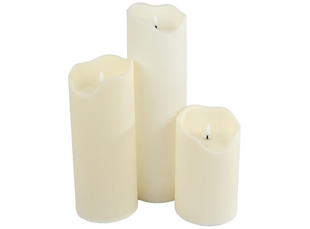 Kubbelys LED 3 stk 12,5x20/30/40cm s/3 Kremfarget plast Innendørs og utendørs 