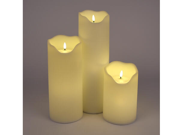 Kubbelys LED 3 stk 12,5x20/30/40cm s/3 Kremfarget plast Innendørs og utendørs 