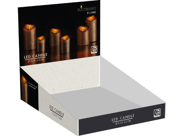 Kubbelys LED gull rustikk 5x6,5cm Display med 12stk Inkl batteri: 1xCR2032 