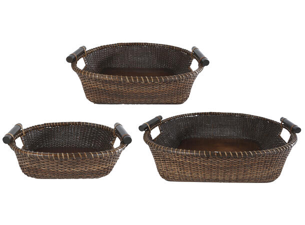 Kurv brun flett 50x46/40x39/30x29cm s/3 
