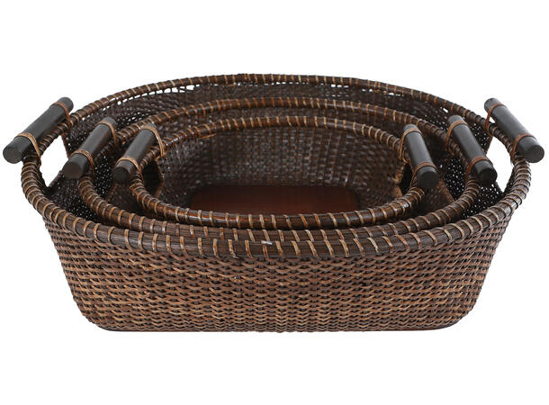 Kurv brun flett 50x46/40x39/30x29cm s/3 