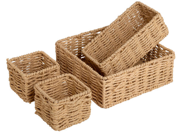 Kurv brun flettet 23x23x9cm s/4 23x23x9cm 21x10x8cm 10x10x8cm 