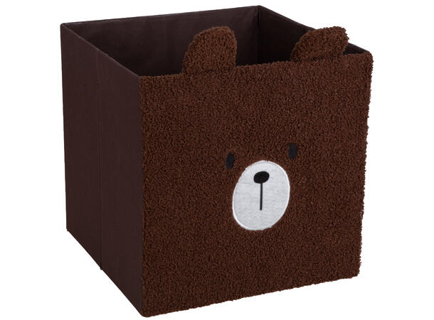 Kurv brun m/dyreansikt 30x30cm Sammenleggbar 