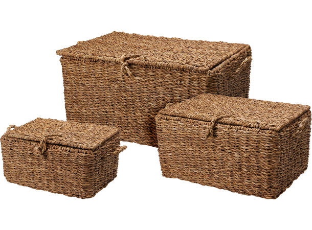 Kurv sett med lokk s/3 50x30x25cm 40x28x20cm 30x22x15 