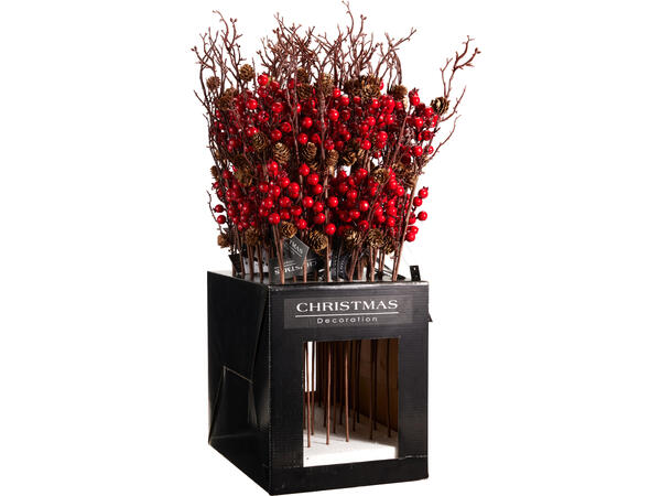 Kvist gren m/bær og kongler 67cm Display 36stk 