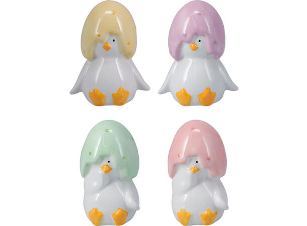Kylling med egghatt keramikk 10cm 4ass 