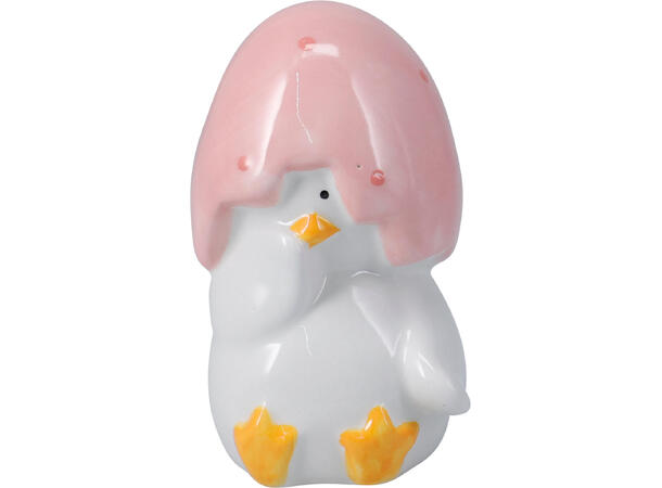 Kylling med egghatt keramikk 10cm 4ass 