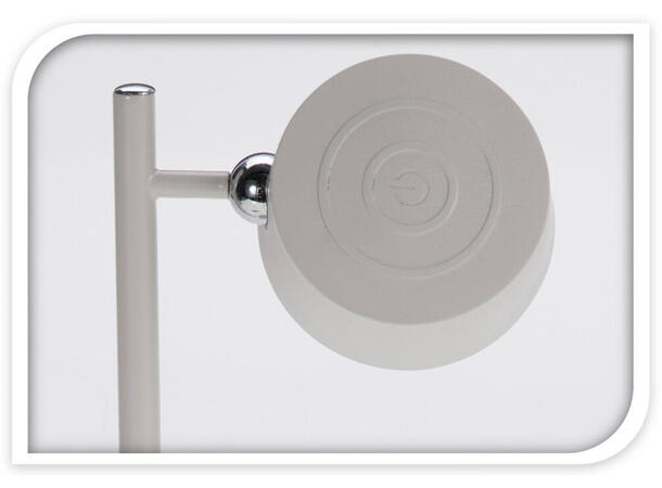 Lampe LED offwhite metall 35,5cm Oppladbar. USB-C. 3 lysnivå 