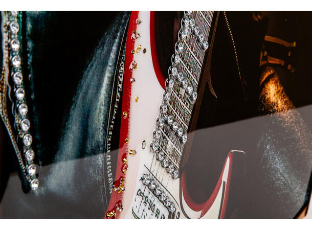 Lerretsbilde Katt gitar dekor 62x92cm Shiny foliert fototrykk med gullramme 
