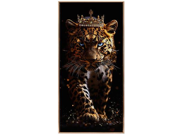 Lerretsbilde Tiger krone dekor 52x102cm Shiny foliert fototrykk med gullramme 