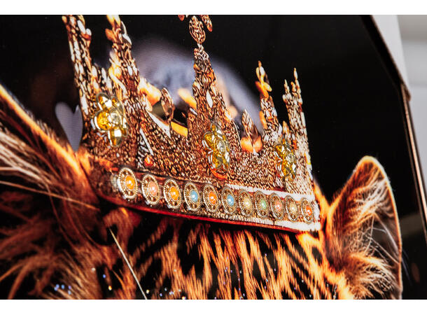 Lerretsbilde Tiger krone dekor 52x102cm Shiny foliert fototrykk med gullramme 