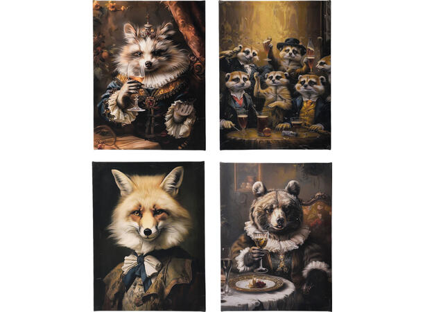 Lerretsbilde hipster dyr 30x40cm 4ass 
