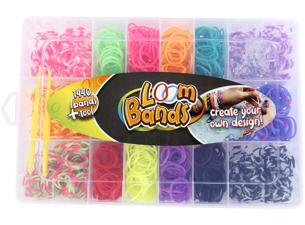 Loom Bands sett 1440 strikk Eske 20x14x4cm 