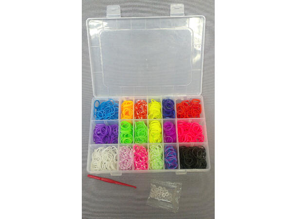 Loom Bands sett 1440 strikk Eske 20x14x4cm 