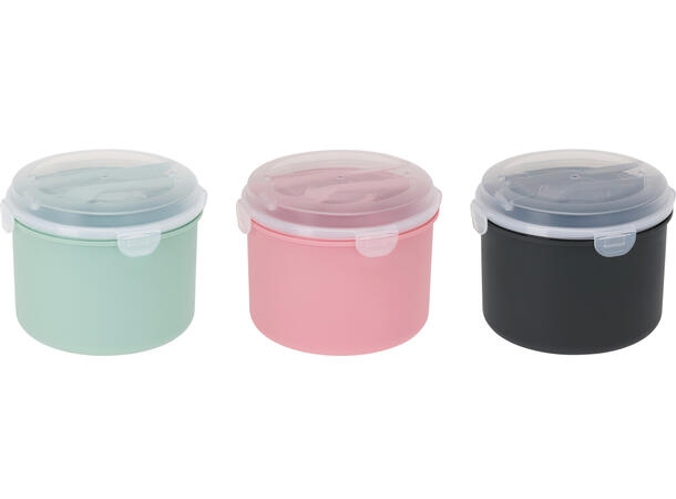 Lunsjboks m/dressingkopp og bestikk 3ass Vekt:235gram 