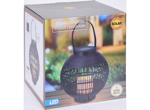 Lykt Solar brun-sort PP fletting 22x23cm 