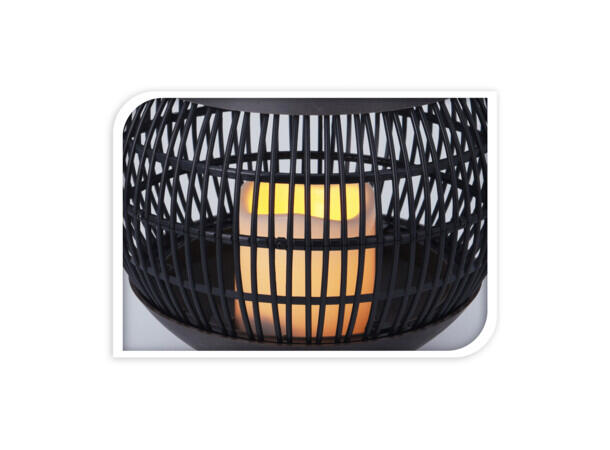 Lykt Solar brun-sort PP fletting 22x23cm 