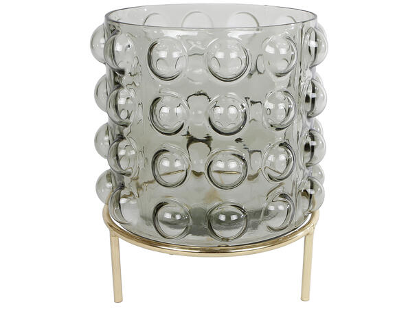 Lykt resirkulert glass m/metall 21x25cm 