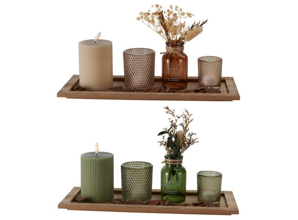 Lysfat lysglass m/LED gaveeske 2ass Treplate MDF og glass – 2 farger ass 